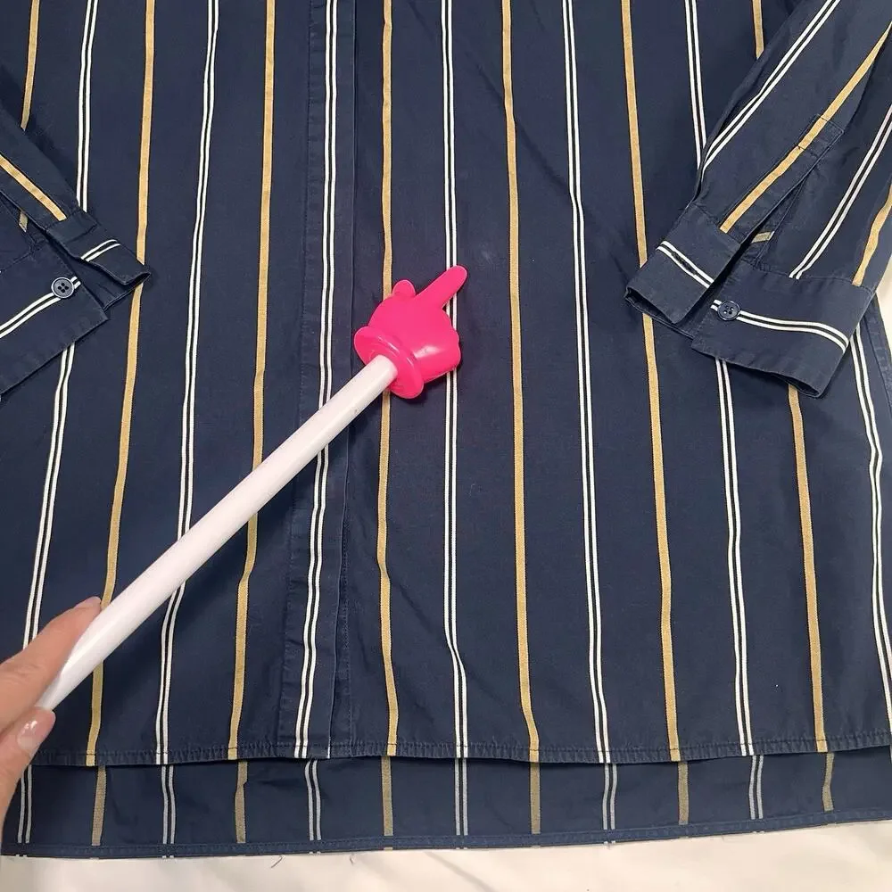 Lafayette 148 New York Shirt Size L Navy Stripe Brayden Riverside Long Sleeve - Picture 13 of 13